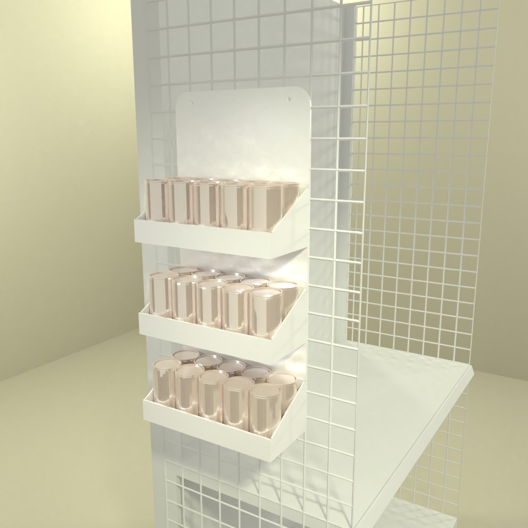 販促用ダンボール什器　ハンガー什器　3Dイメージ